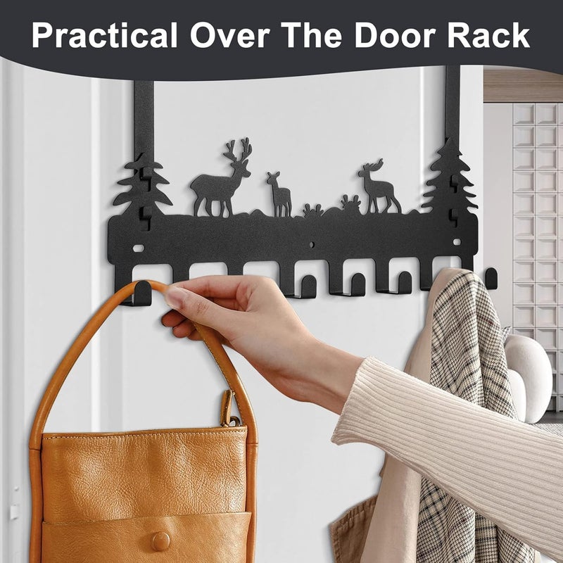 BIELMEIER Over Door Clothes Hanger Shower Room Towel Hook Hanger Over Door Hooks Black 8 Hooks - Image 5